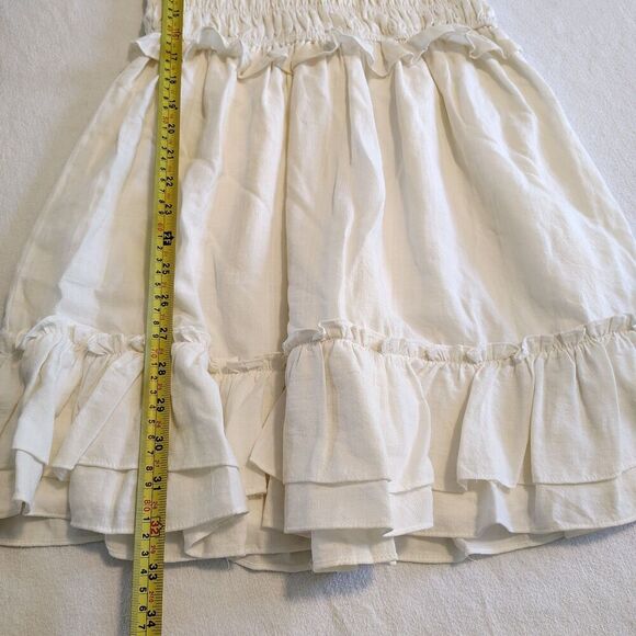 STORIA Dress Womens Solid Ivory Cream Smocked Ruffle Cottagecore Boho Size Small - Picture 6 of 9